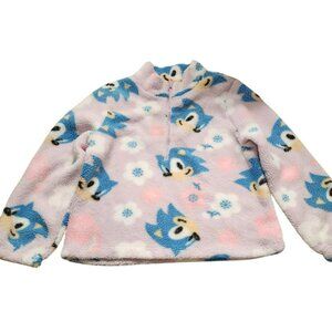 Sonic The Hedgehog Fleece Pullover Jacket XL Pink Blue Floral Cartoon Print